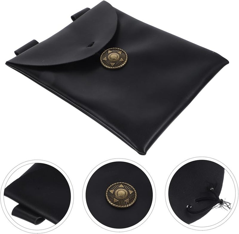 Medieval Cosplay Waist Pouch Black PU Leather Renaissance Festival Accessory - Image 2